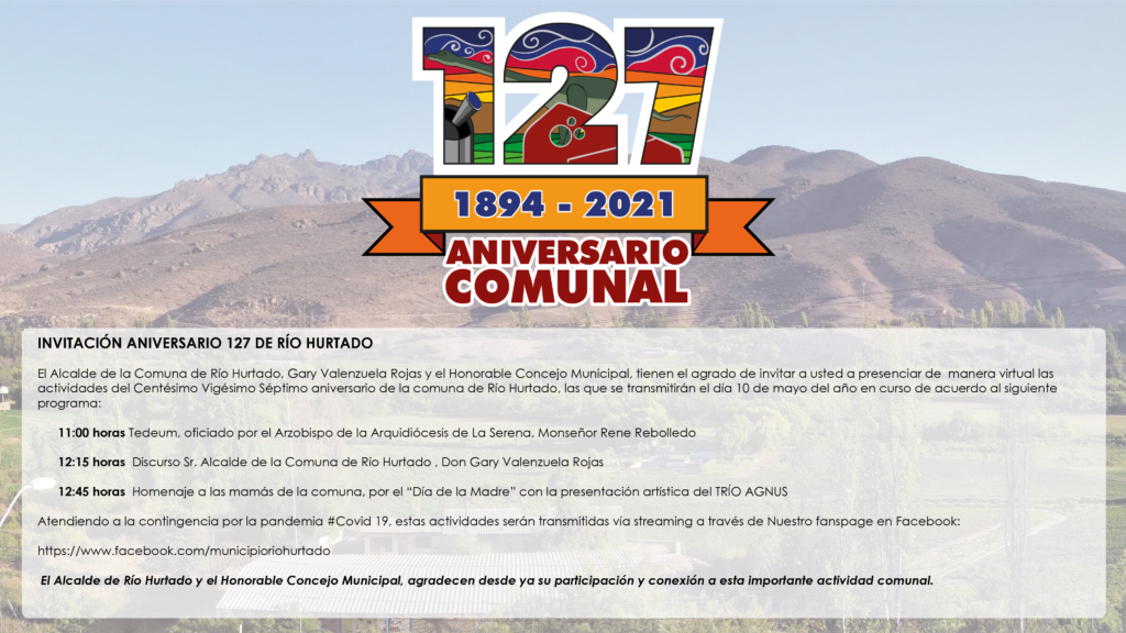 ACTIVIDADES VIRTUALES EN EL  ANIVERSARIO 127 DE RÍO HURTADO
