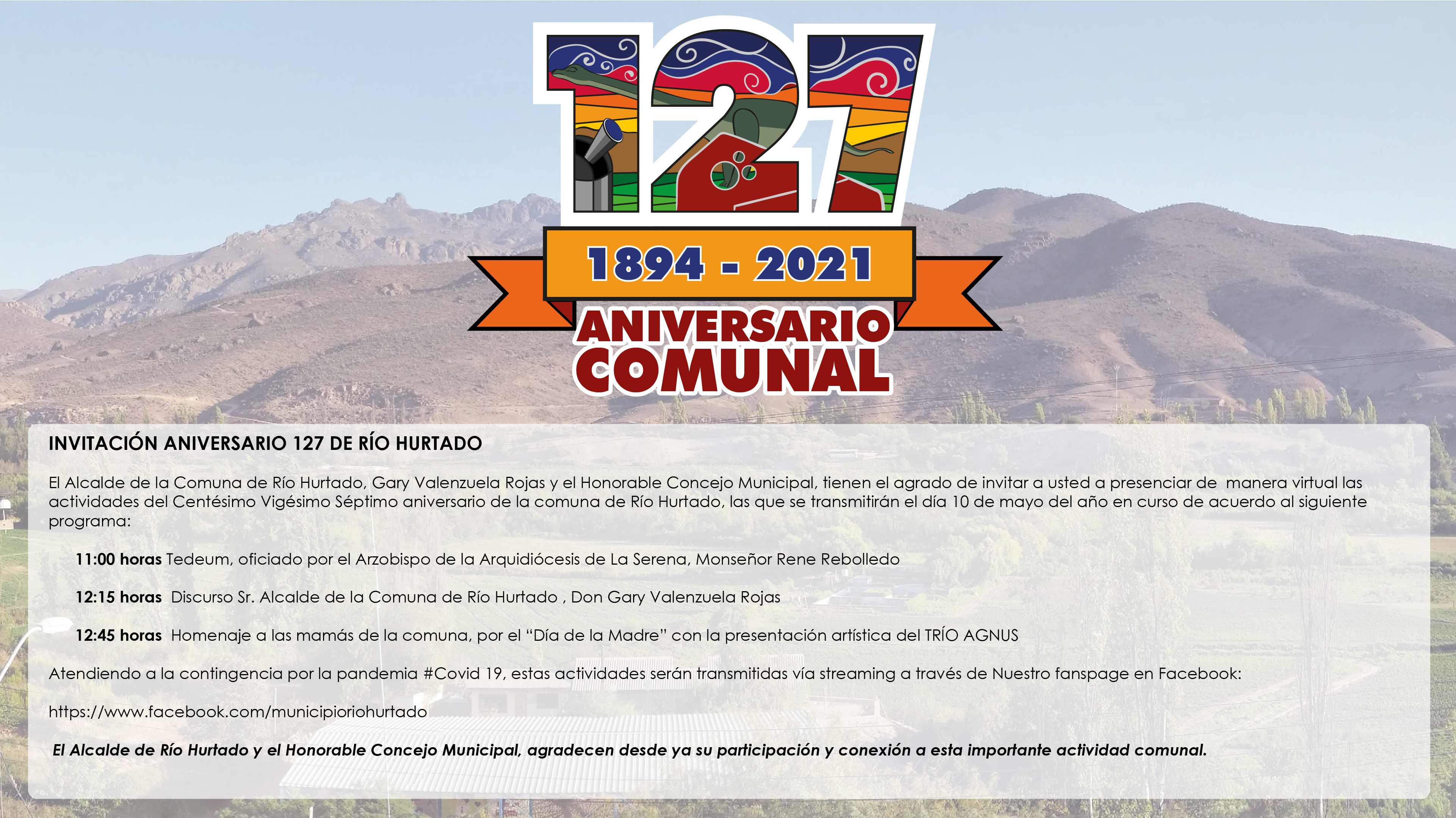 ACTIVIDADES VIRTUALES EN EL  ANIVERSARIO 127 DE RÍO HURTADO