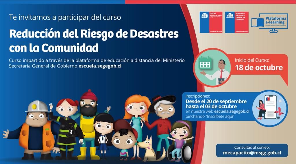 Invitan a participar del curso “Reducción del riesgo de desastres con la comunidad”